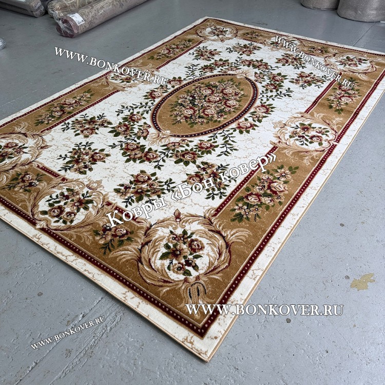 РОССИЙСКИЙ ЖАККАРДОВЫЙ КОВЕР БЕЖЕВЫЙ МЕДАЛЬОН