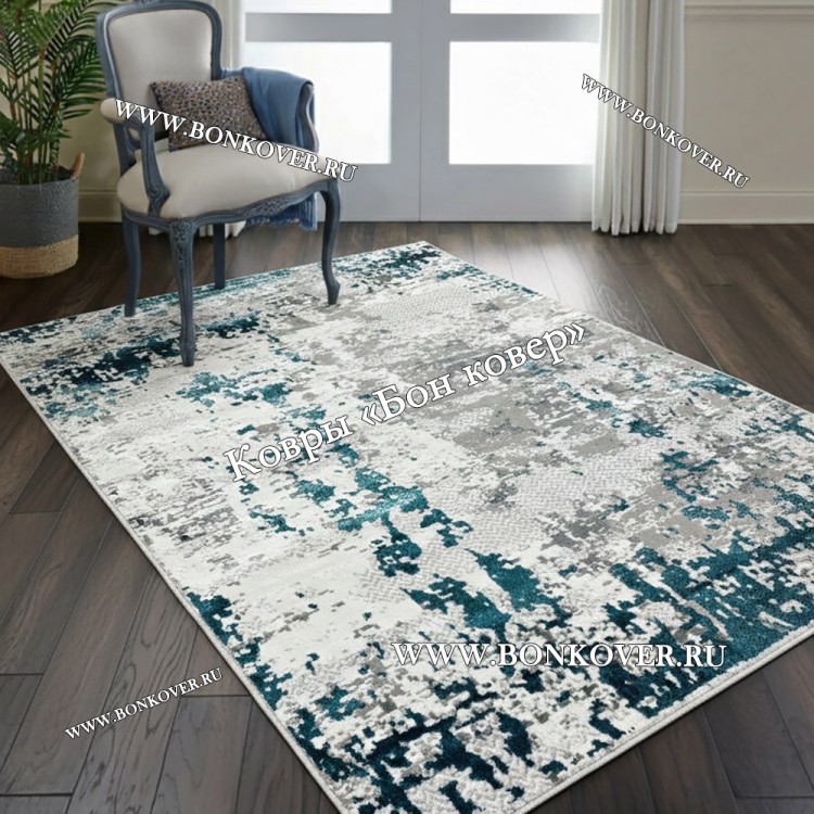 Современный ковер для комнаты 03 Бирюзовый